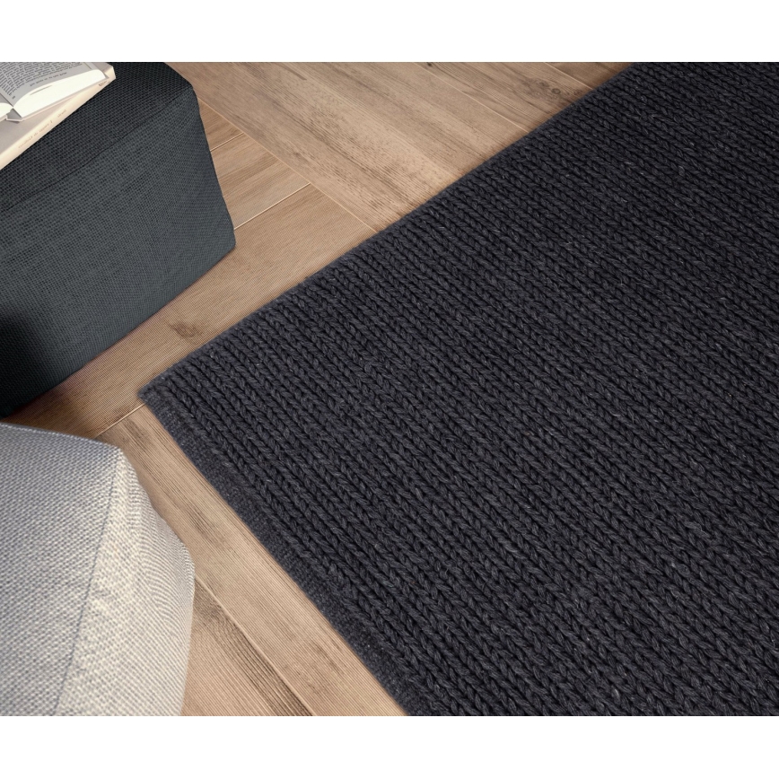 Alfombra FIR WOOL 120x170 cm 2600 g/m2 antracita/natural