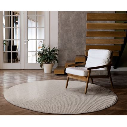 Alfombra FIR WOOL 160 cm 2600 g/m2 crema/natural