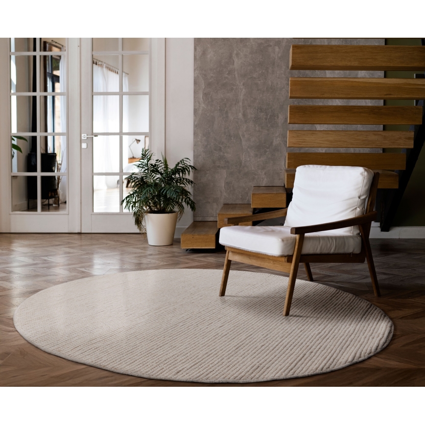 Alfombra FIR WOOL 160 cm 2600 g/m2 crema/natural