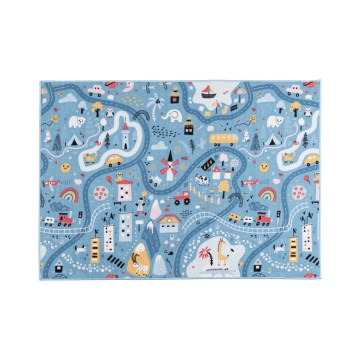 Alfombra infantil STELLA STREETS 80x100 cm azul/ciudad