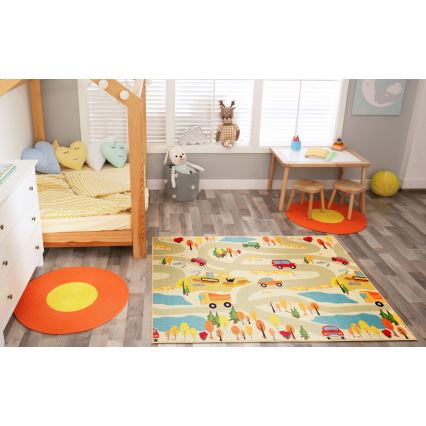 Alfombra infantil STELLA STREETS 80x100 cm beige/ciudad