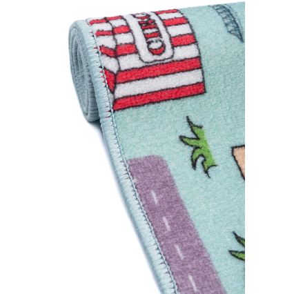 Alfombra infantil STELLA STREETS 80x100 cm turquesa/ciudad