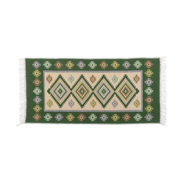 Alfombra oriental reversible KILIM 80x150 cm verde/beige