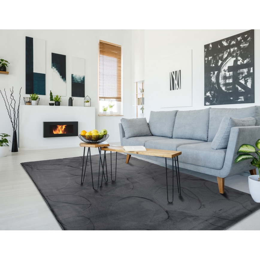 Alfombra RABBIT 3D 160x230 cm antracita