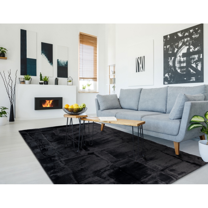 Alfombra RABBIT 3D 160x230 cm negra