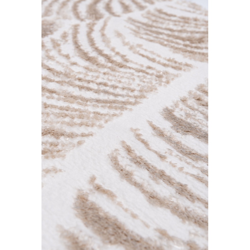 Alfombra SALAMANCA 100 cm beige/blanco con motivo de hojas
