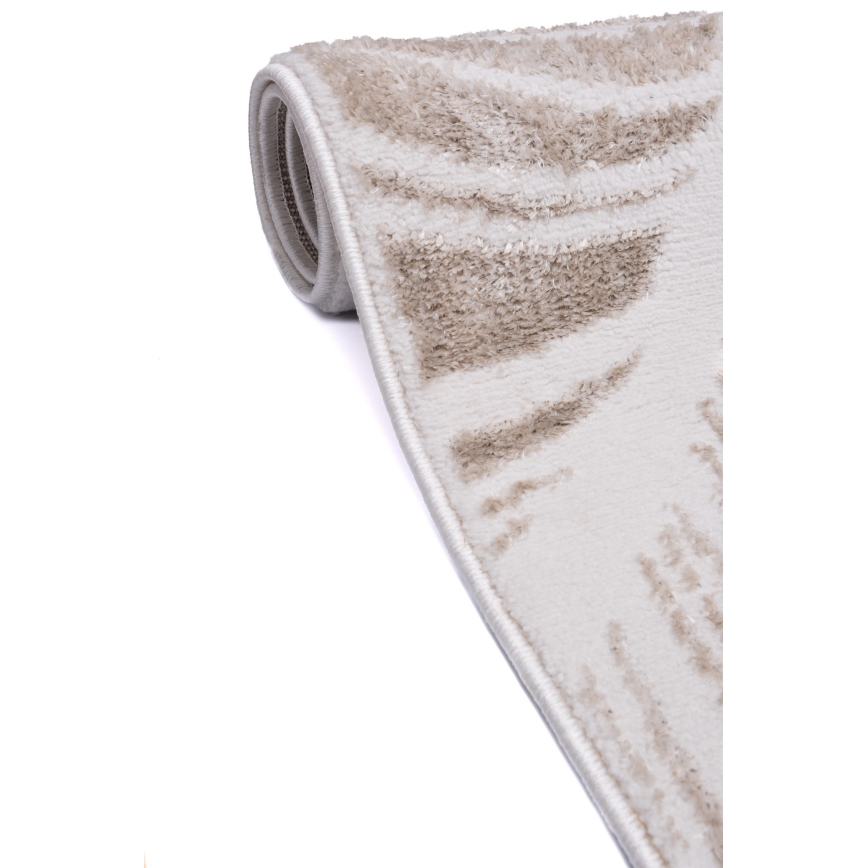 Alfombra SALAMANCA 120x170 cm beige/blanca con estampado de hojas