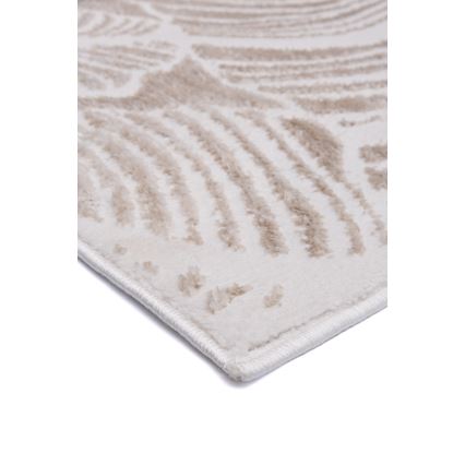 Alfombra SALAMANCA 67x120 cm beige/blanco con estampado de hojas