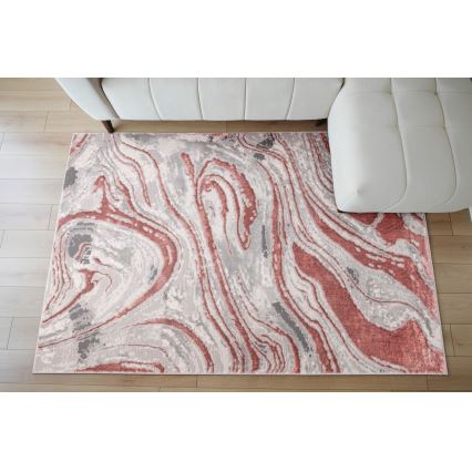 Alfombra STONE 160 x 220 cm rosa/gris