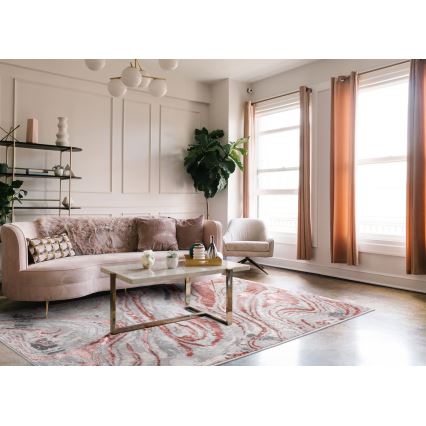 Alfombra STONE 80x140 cm rosa/gris