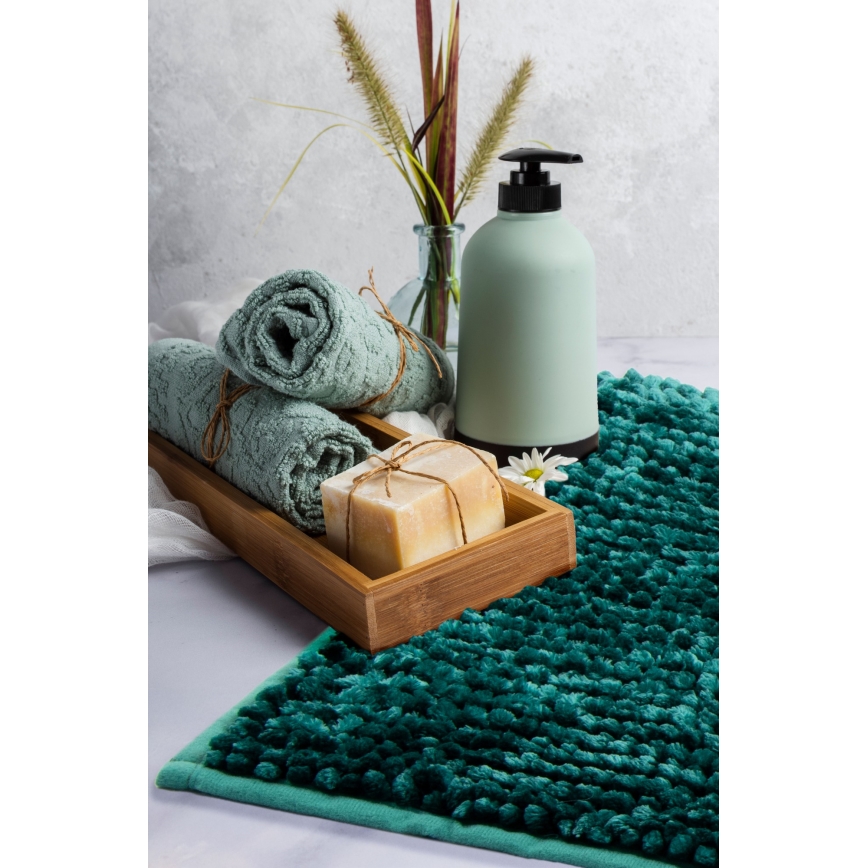 Alfombrilla de baño antideslizante CHENILLE 50x80 cm turquesa