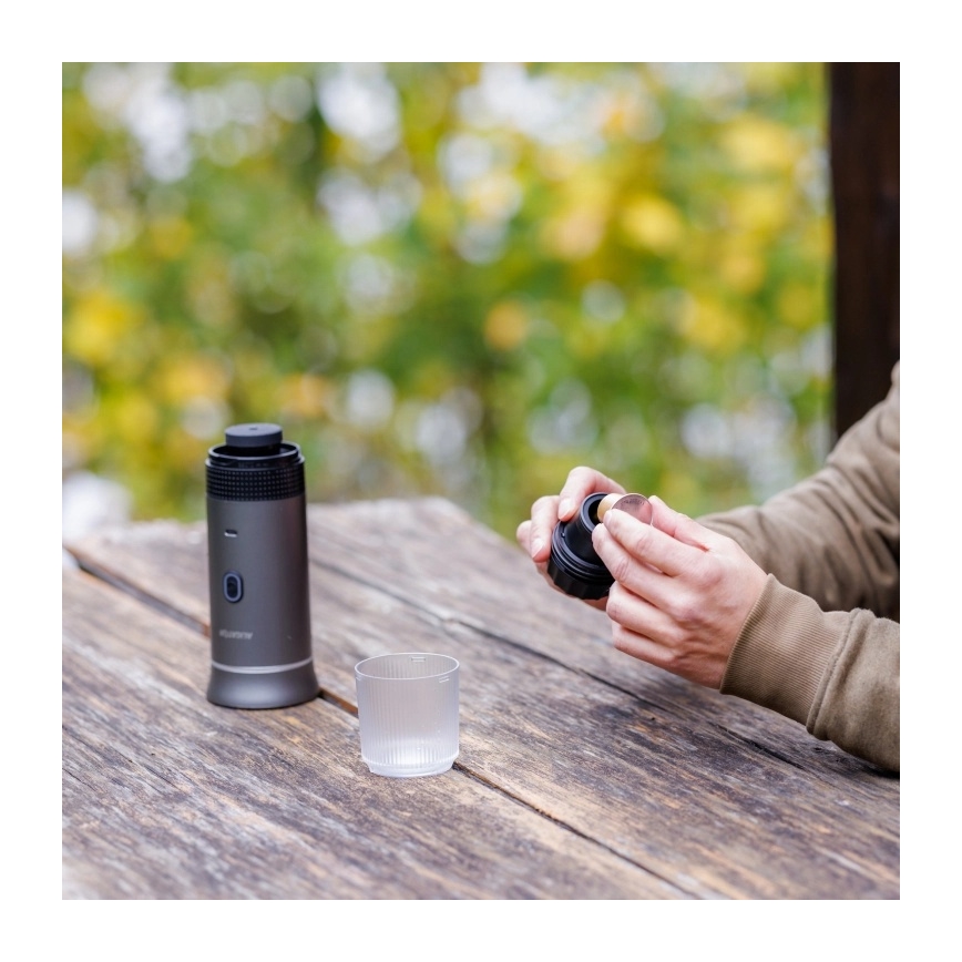 Aligator ACM002 - Cafetera portátil recargable PortaCaffé 3 en 1 72W/7500 mAh gris