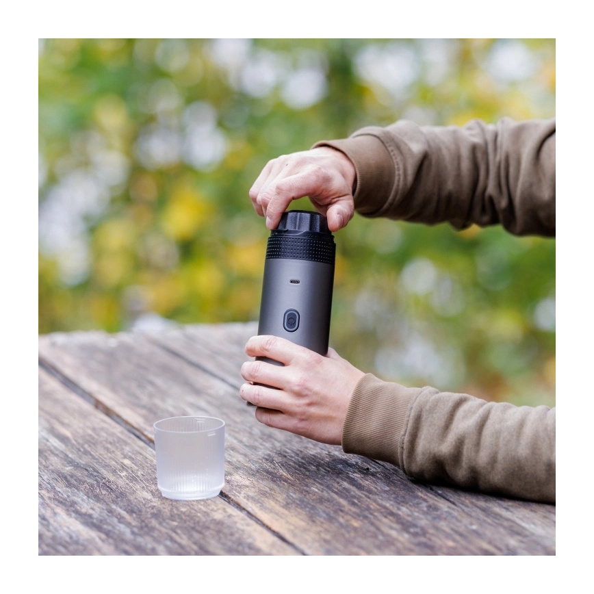 Aligator ACM002 - Cafetera portátil recargable PortaCaffé 3 en 1 72W/7500 mAh gris