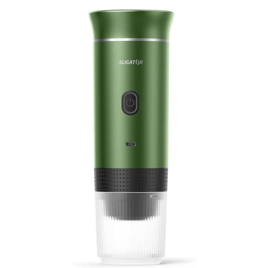 Aligator ACM003 - Cafetera portátil recargable de viaje PortaCaffé 3 en 1 72W/7500 mAh verde