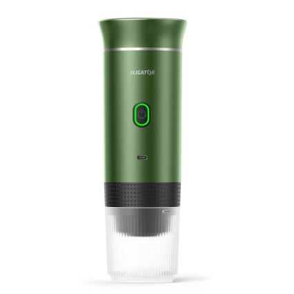 Aligator ACM003 - Cafetera portátil recargable de viaje PortaCaffé 3 en 1 72W/7500 mAh verde