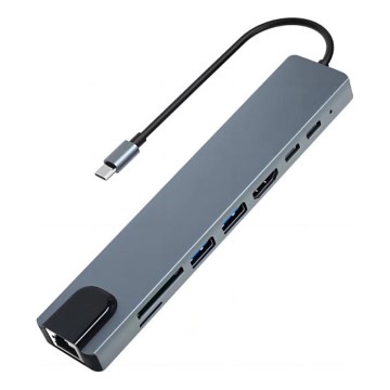 Aligator AHUB001 - Concentrador USB-C 8 en 1