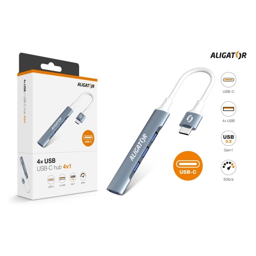 Aligator AHUB002 - concentrador USB-C 4 en 1