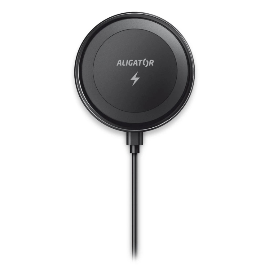 Aligator AMS05BK - Soporte magnético para teléfono de coche con carga inalámbrica Qi de 15 W y MagSafe, negro