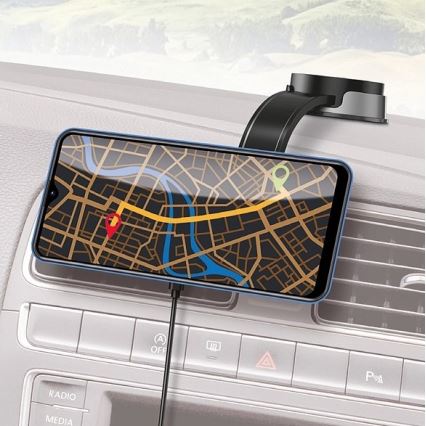 Aligator AMS07BK - Soporte de coche para teléfono con brazo flexible MagSafe, negro