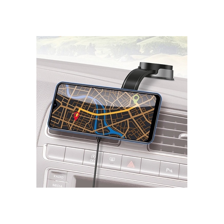 Aligator AMS07BK - Soporte de coche para teléfono con brazo flexible MagSafe, negro