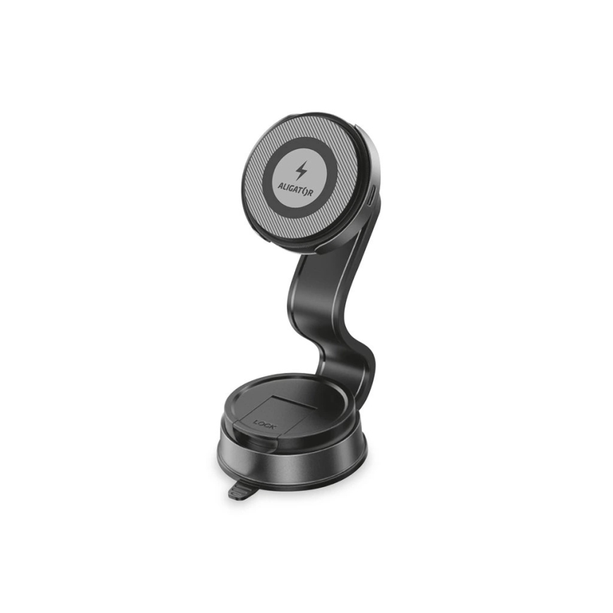 Aligator AMS07BK - Soporte de coche para teléfono con brazo flexible MagSafe, negro