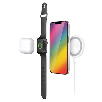 Aligator AMS08WT - Cargador inalámbrico MagSafe 3 en 1 de 15 W blanco
