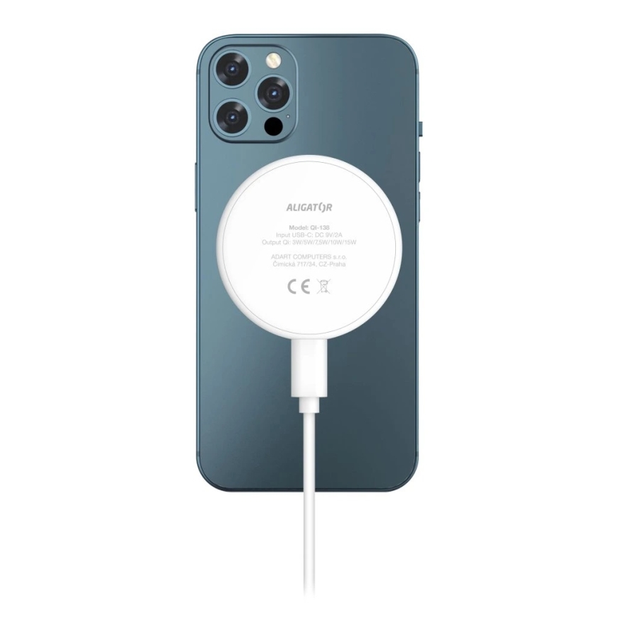 Aligator AMS08WT - Cargador inalámbrico MagSafe 3 en 1 de 15 W blanco