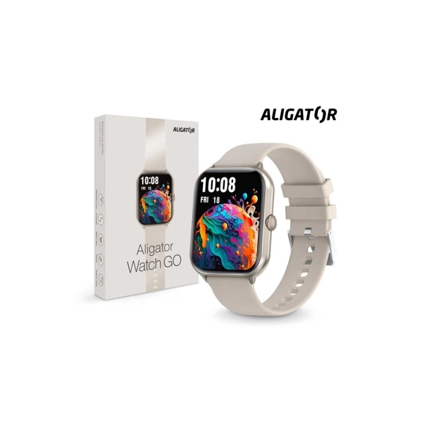 Aligator AW10SR - Reloj inteligente Watch GO 220 mAh IP67 color crema