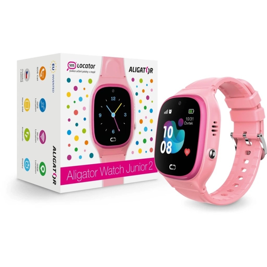 Aligator AW11PK - Reloj inteligente Watch Junior 2, 450 mAh, IP67, Wi-Fi, color rosa