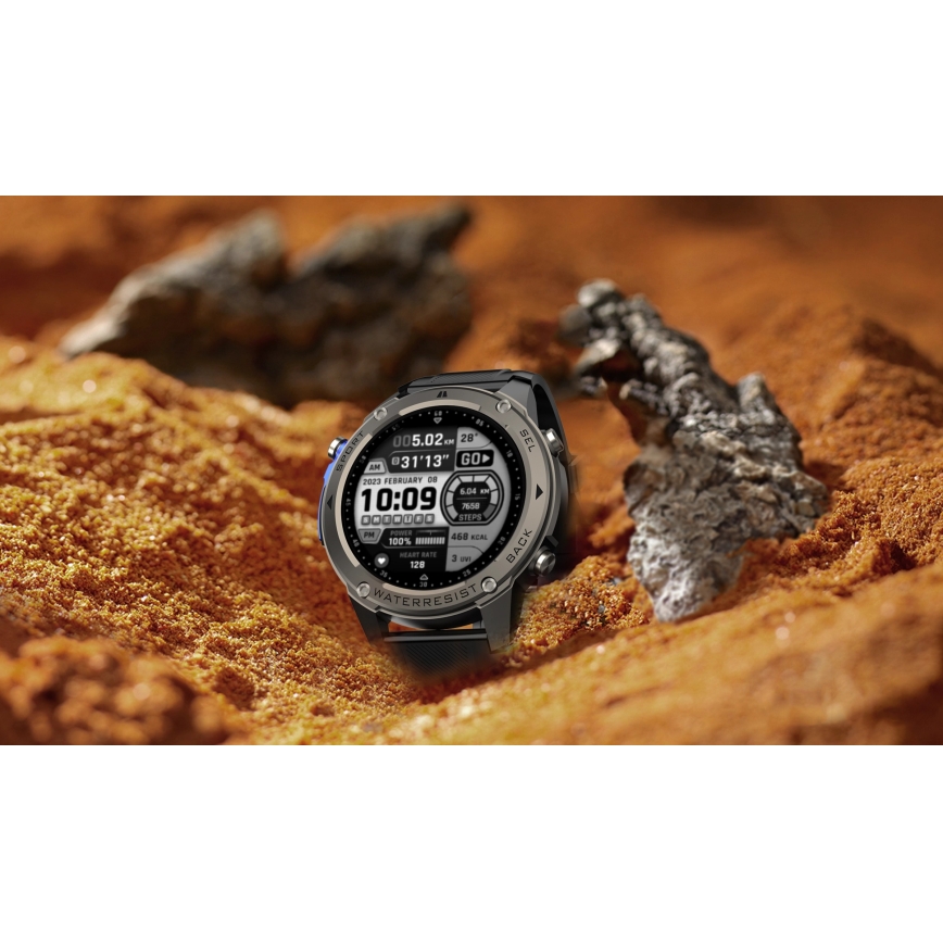 Aligator AW12BK - Reloj inteligente con GPS, batería 500 mAh, IP69K, negro