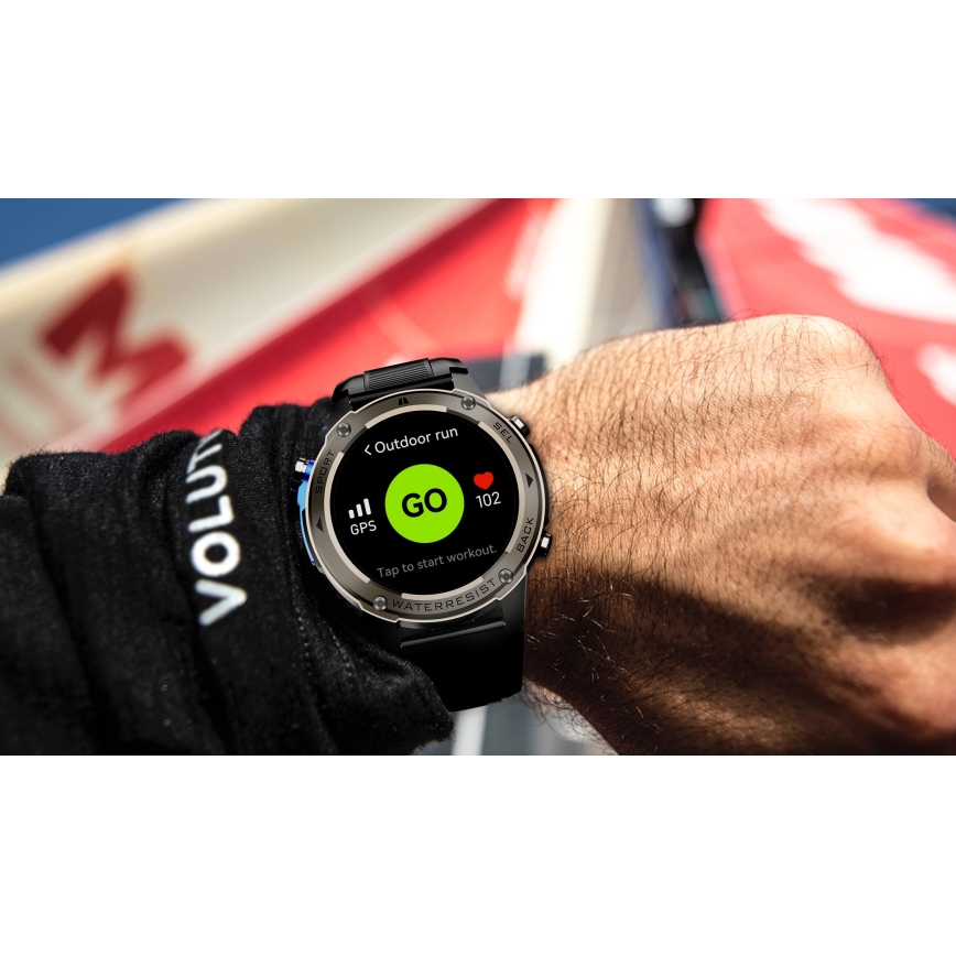 Aligator AW12BK - Reloj inteligente con GPS, batería 500 mAh, IP69K, negro