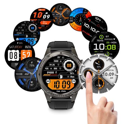 Aligator AW12BK - Reloj inteligente con GPS, batería 500 mAh, IP69K, negro