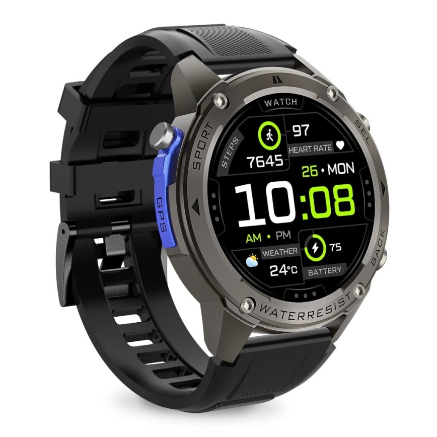 Aligator AW12BK - Reloj inteligente con GPS, batería 500 mAh, IP69K, negro
