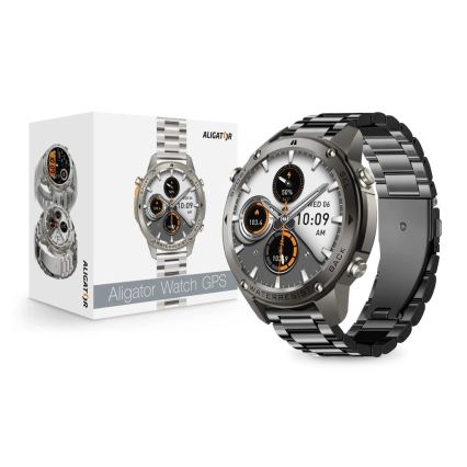 Aligator AW12BK - Reloj inteligente con GPS, batería 500 mAh, IP69K, negro