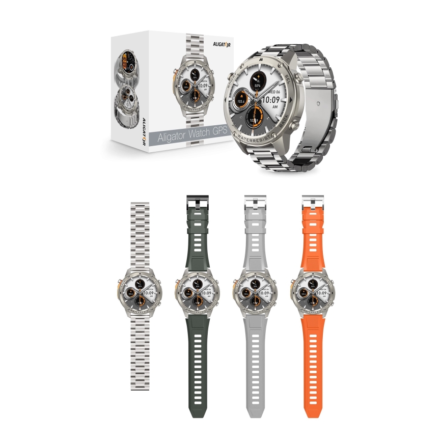 Aligator AW12SR - Reloj inteligente con GPS 500 mAh IP69K plateado