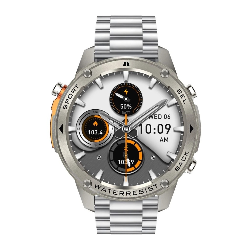 Aligator AW12SR - Reloj inteligente con GPS 500 mAh IP69K plateado