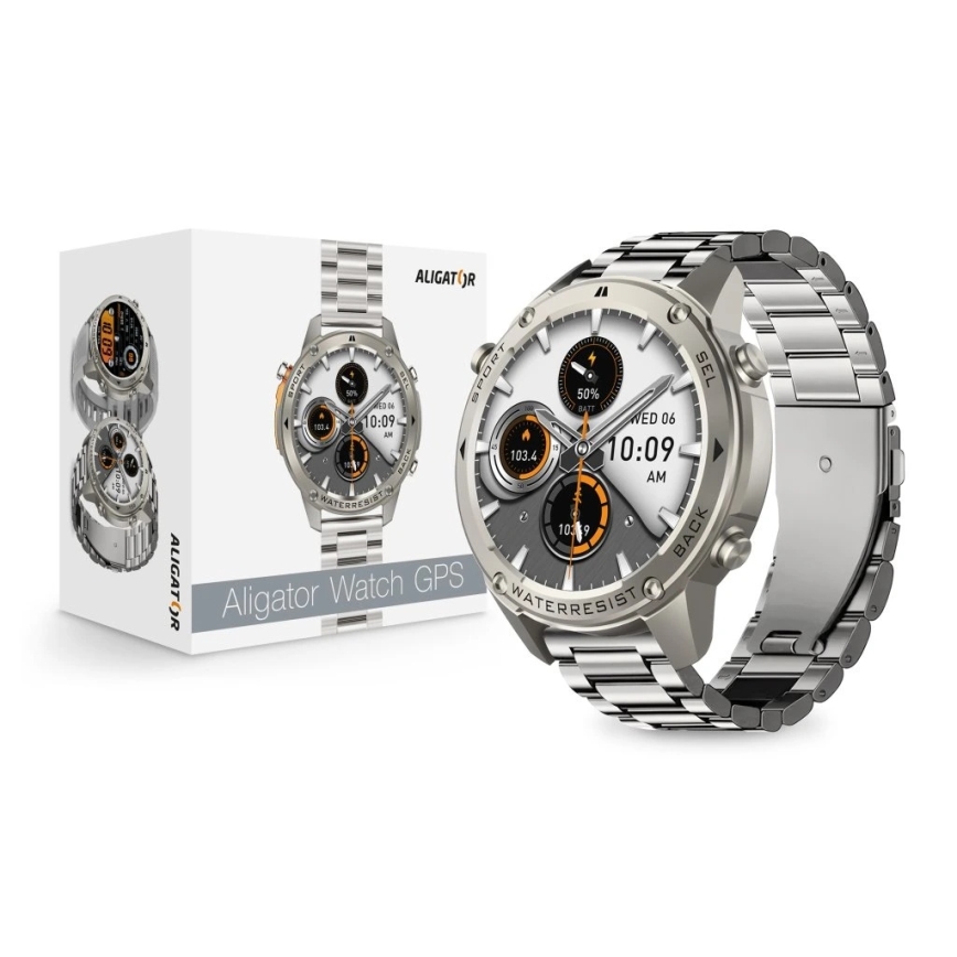 Aligator AW12SR - Reloj inteligente con GPS 500 mAh IP69K plateado