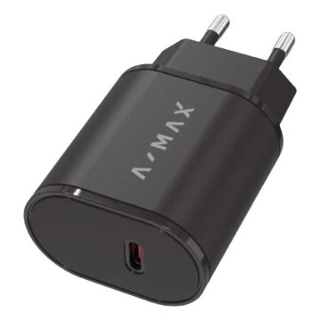 Aligator AX0002V - Adaptador de carga rápida A-MAX Power Delivery (PD) 20 W USB-C, negro
