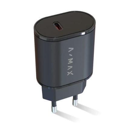 Aligator AX0002V - Adaptador de carga rápida A-MAX Power Delivery (PD) 20 W USB-C, negro