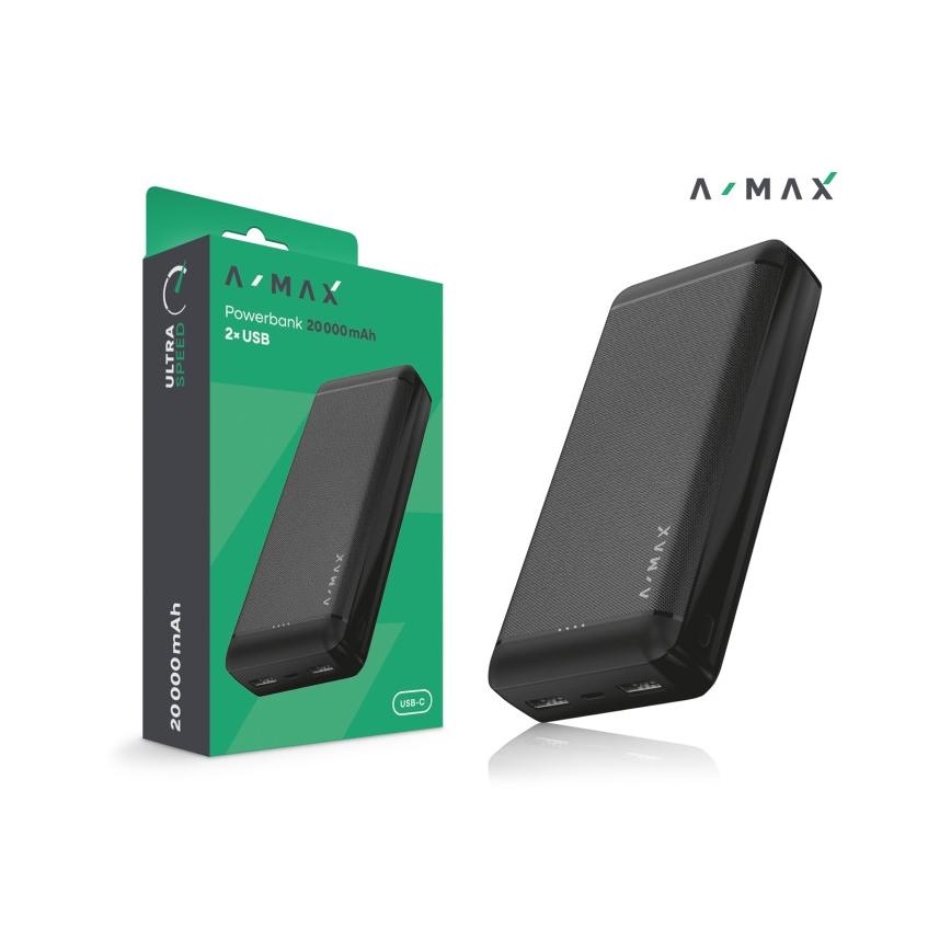 Aligator AX0004 - Batería externa A-MAX 20000 mAh 3,7 V negra
