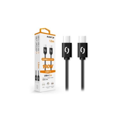 Aligator DATKP46 - cable USB-C a USB-C de 100 W con Power Delivery, 1,5 m, negro