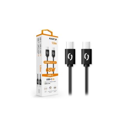 Aligator DATKP48 - cable USB-C a USB-C 65W Power Delivery 1,5m negro