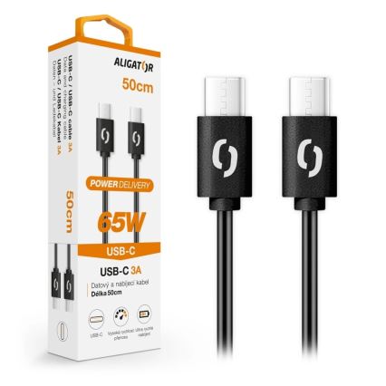 Aligator DATKP54 - cable USB-C / USB-C 65W Power Delivery 0,5 m negro