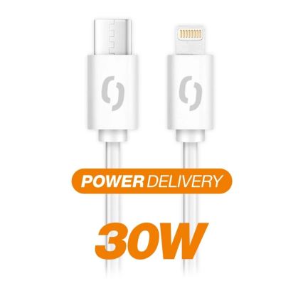 Aligator DATKP57 - cable USB USB-C a Lightning, 30 W Power Delivery (PD), 0,5 m, blanco