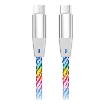 Aligator DATKP64 - Cable USB-C a USB-C con iluminación LED, Power Delivery 65 W, 0,5 m