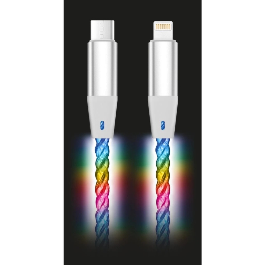 Aligator DATKP65 - Cable USB USB-C / Lightning con retroiluminación LED y carga Power Delivery de 30 W, 0,5 m