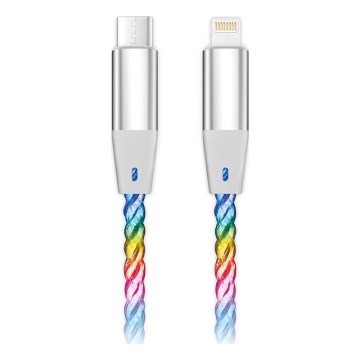Aligator DATKP65 - Cable USB USB-C / Lightning con retroiluminación LED y carga Power Delivery de 30 W, 0,5 m