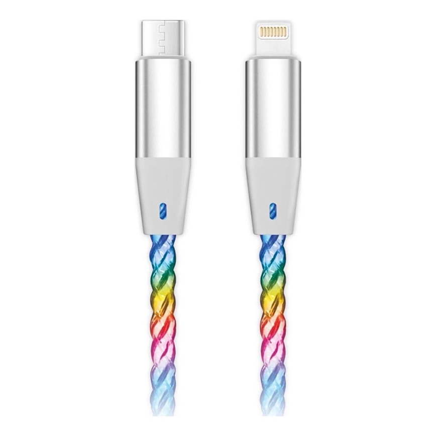 Aligator DATKP65 - Cable USB USB-C / Lightning con retroiluminación LED y carga Power Delivery de 30 W, 0,5 m