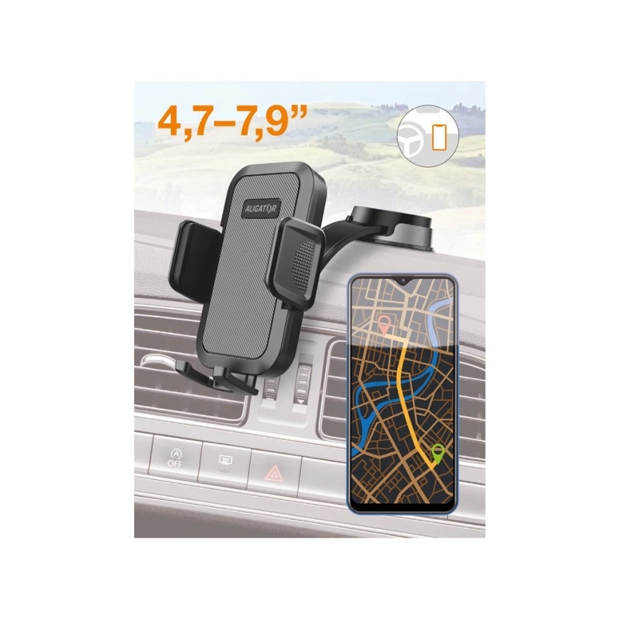 Aligator HA25 - Soporte para teléfono de coche con brazo flexible, negro