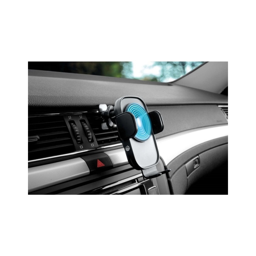 Aligator HAK2 - Soporte para teléfono de coche con cierre automático y carga inalámbrica Qi de 15 W, negro